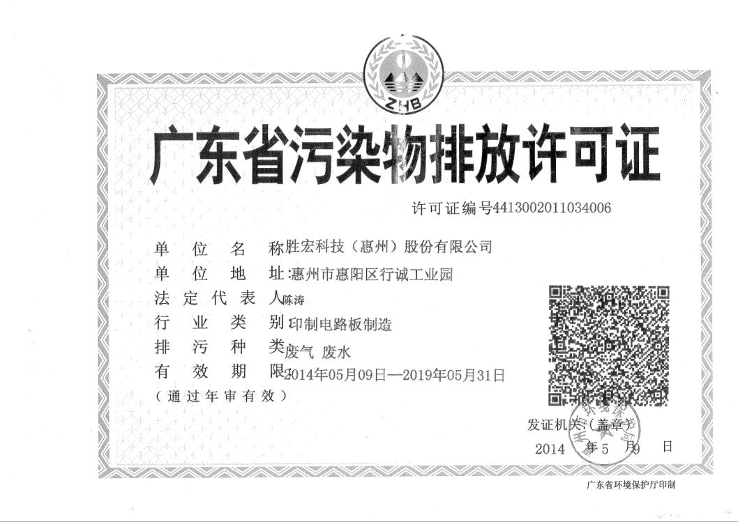 信息公开：开元体育科技2015-2019年排污许可证